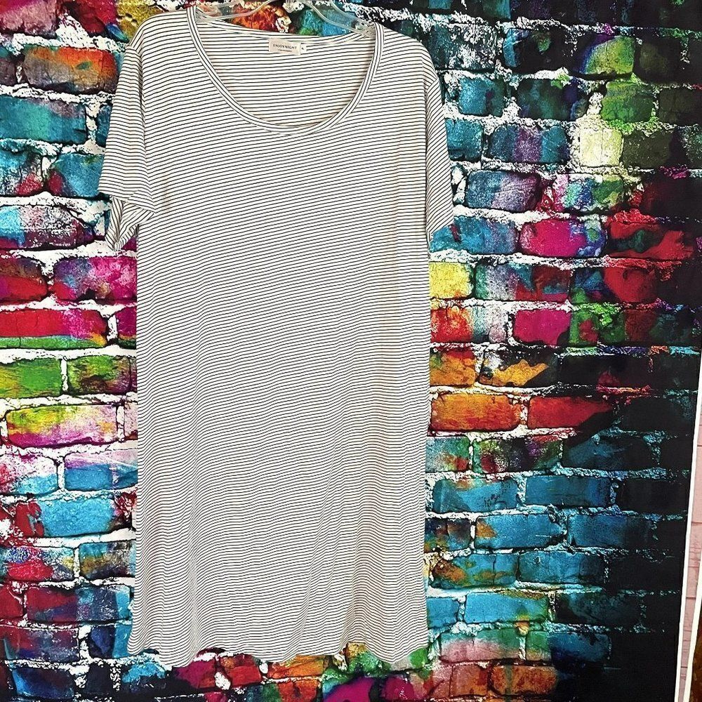 Enjoynight Striped Tee Shirt Style Nightgown Sleep Shirt Cotton Blend XL